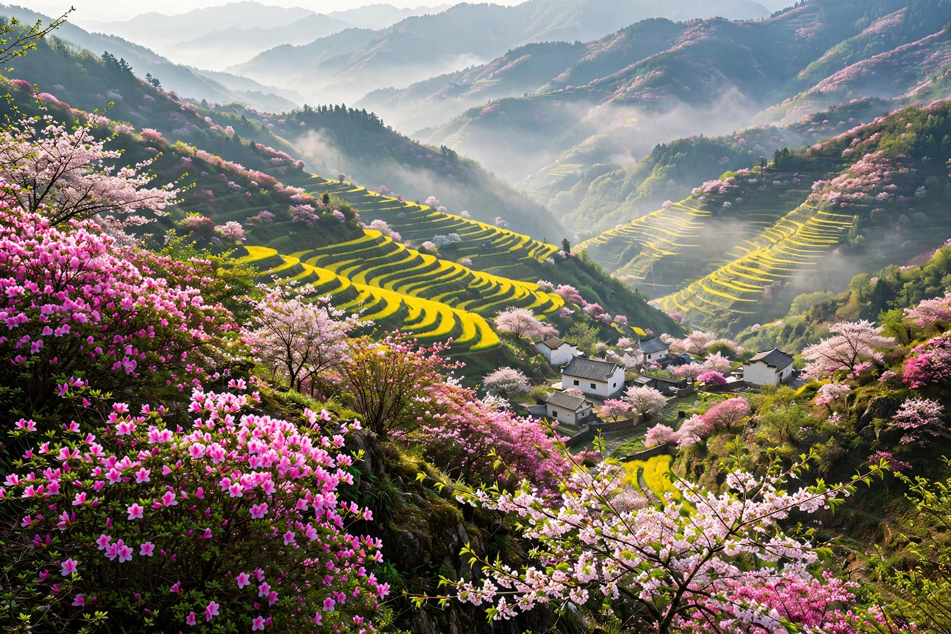 大别山春游图鉴:杜鹃、樱花、油菜花的时间表